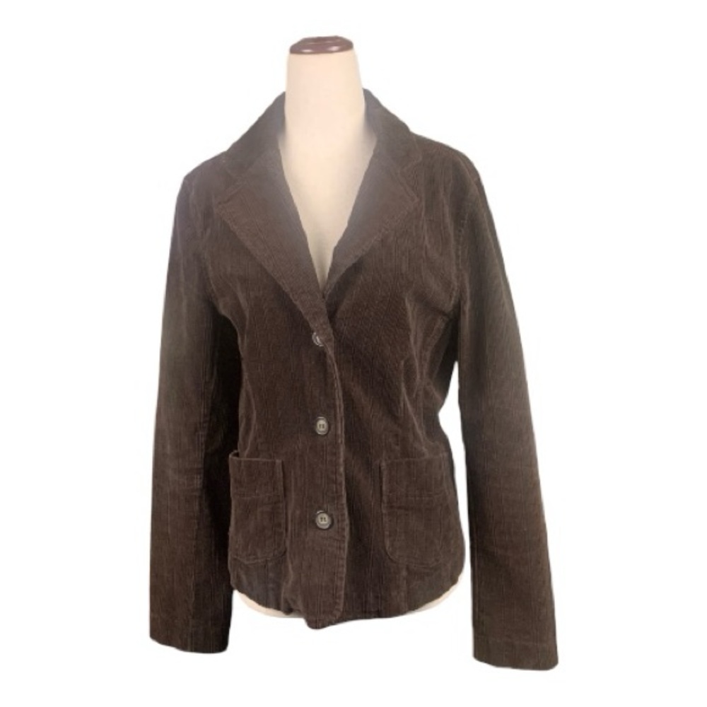 Sonoma Stretch Chocolate Brown Button Up Soft Corduroy Jacket Blazer Small